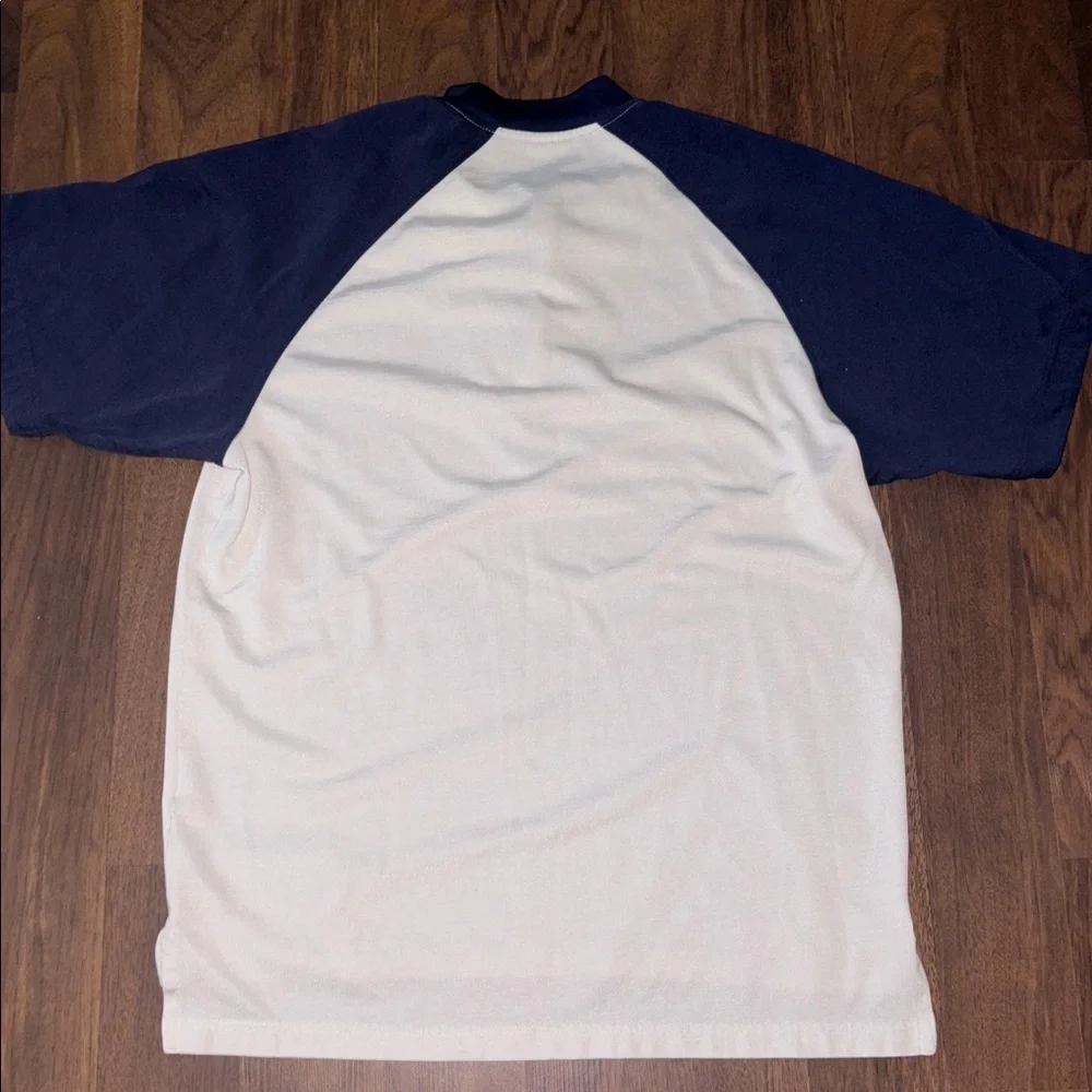 VINTAGE NIKE Men White Navy 3/4 Zip Up Stretch Med
